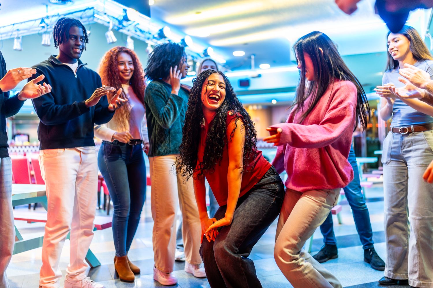 group of friends dancing